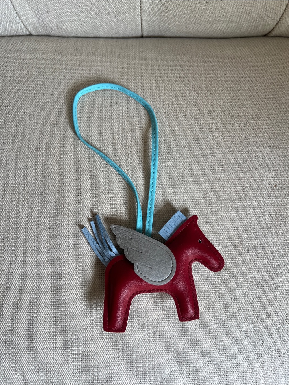 Red Burgundy Pegasus Faux Leather Pony Bag Purse Charm